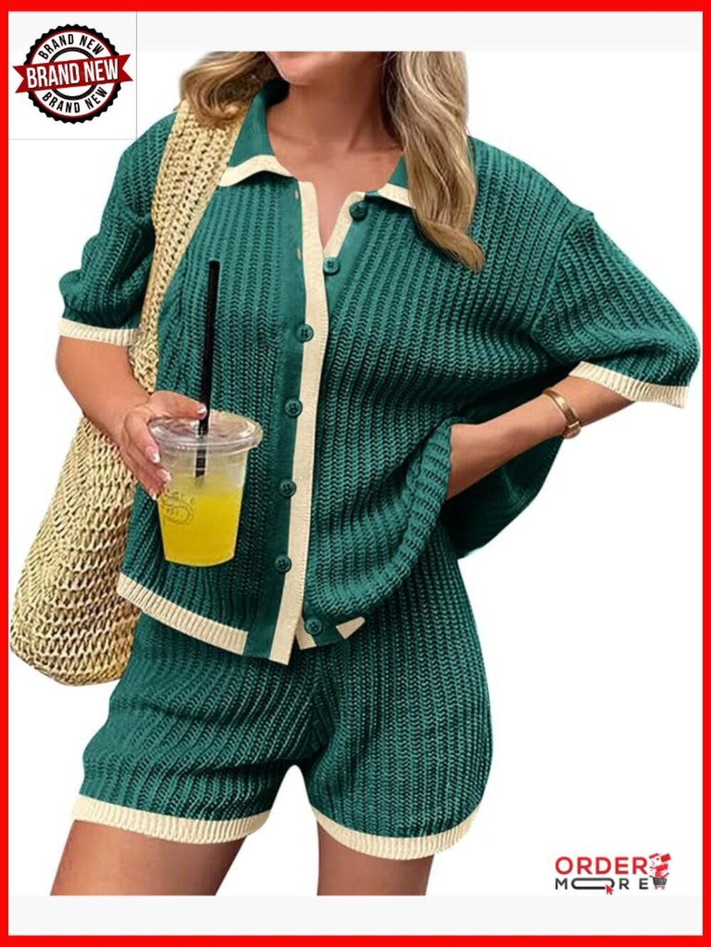 Women's 2 Piece Short Set Summer Crochet Knit Cover Up Lounge Outfits